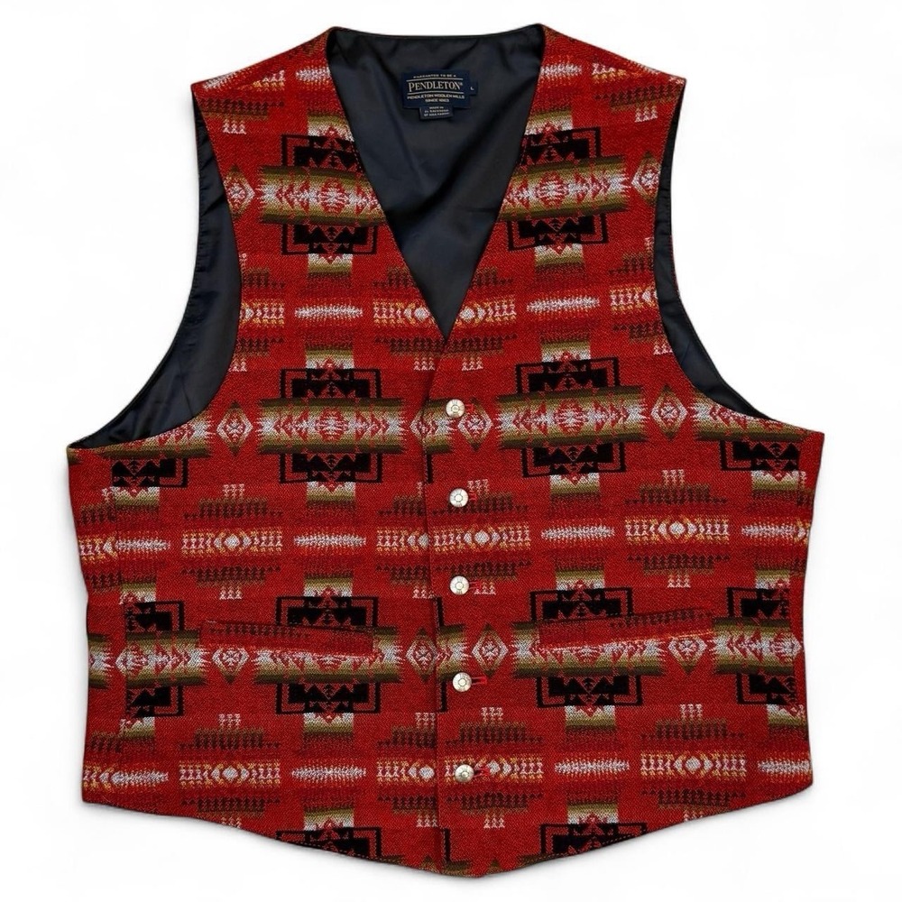 Pendleton Aztec Southwestern Button Up Vest Adult Size Large Cowboy